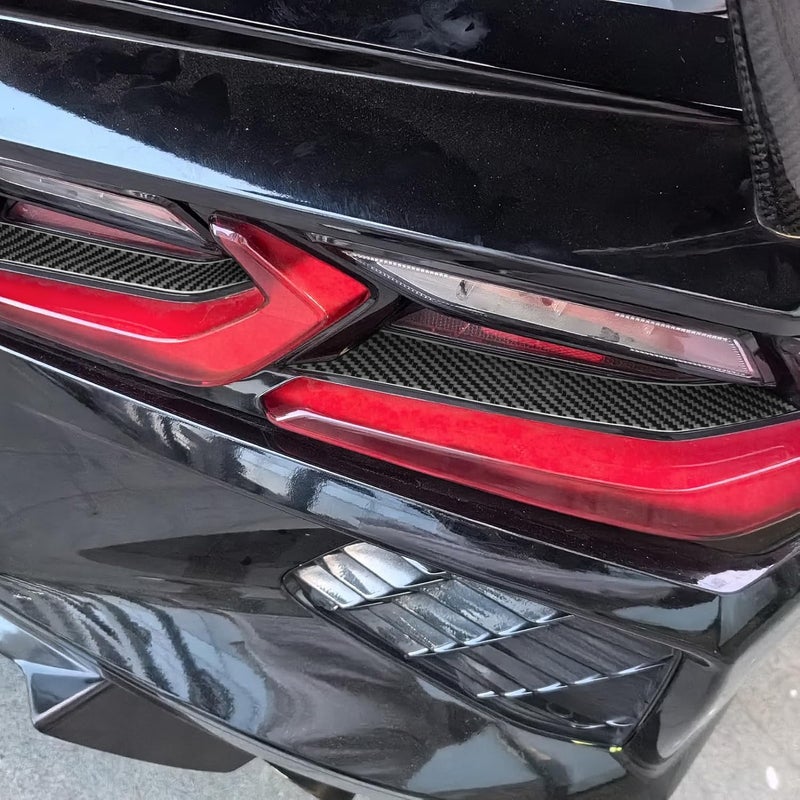 Edinstry 4-Piece Black Carbon Fiber Rear Tail Light Stickers for Corvette C8 2020-2024, Left & Right Lamp Trim, Protective Decoration Accessories - Image 5